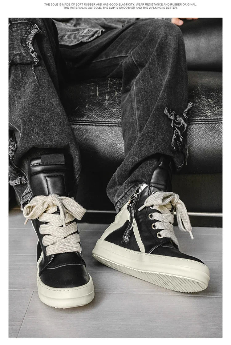 High-top Sports Shoes Lace-up Leather Ankle Boots Male Skateboard Shoes Basketball Sneakers 39-44 Men Casual Luxury Sneakers