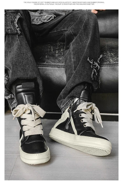 High-top Sports Shoes Lace-up Leather Ankle Boots Male Skateboard Shoes Basketball Sneakers 39-44 Men Casual Luxury Sneakers