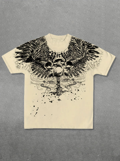 The new men's T-shirt for summer 2025 with 3D skull print is casual fashionable soft comfortable breathable and lightweight