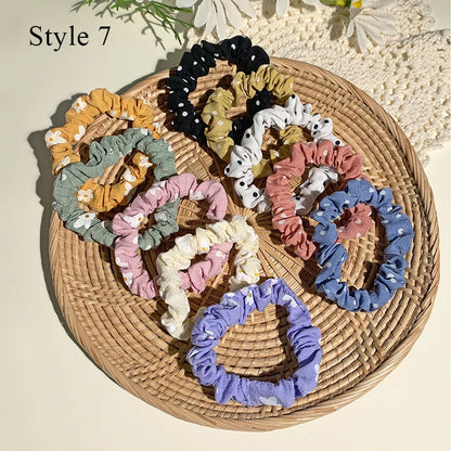 10pcs/Set Colorfu Hair Bands Women Hair Tie Satin Silk Scrunchies Simple Girls Hair Accessories Fabric Loop Hair Rope Headwear