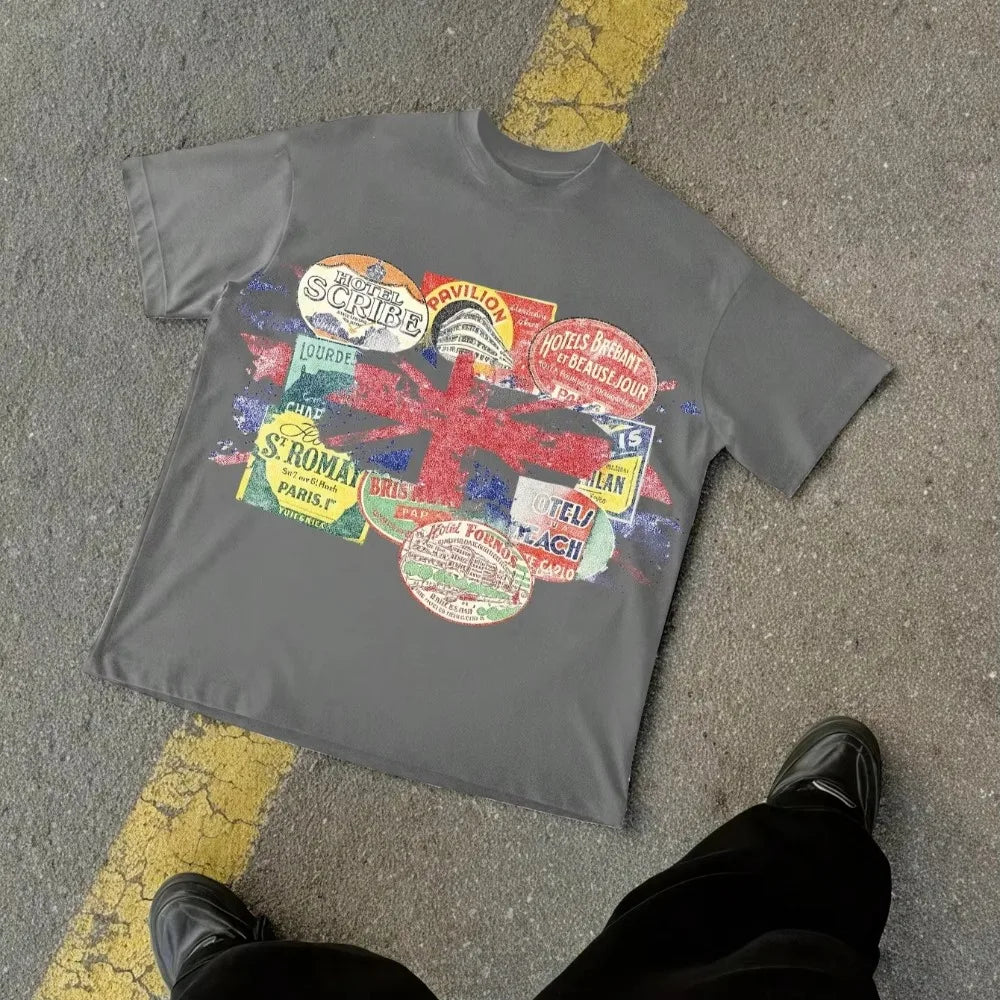 Vintage Y2K casual cotton short-sleeved crew neck T-shirt with a fun graphic for men and women. All-season cotton streetwear