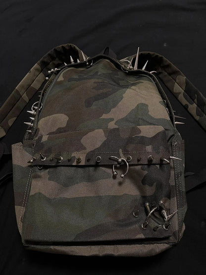 punk rivet leopard print backpack men's bag large capacity fashion Backpacks for women