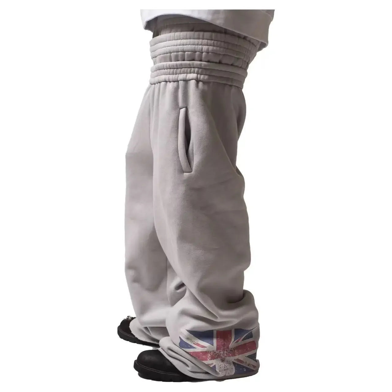 Trendy National Flag Printed Double-Headed Sweatpants For Men And Women Wasteland Style High Waist Wide-Leg Casual Trousers