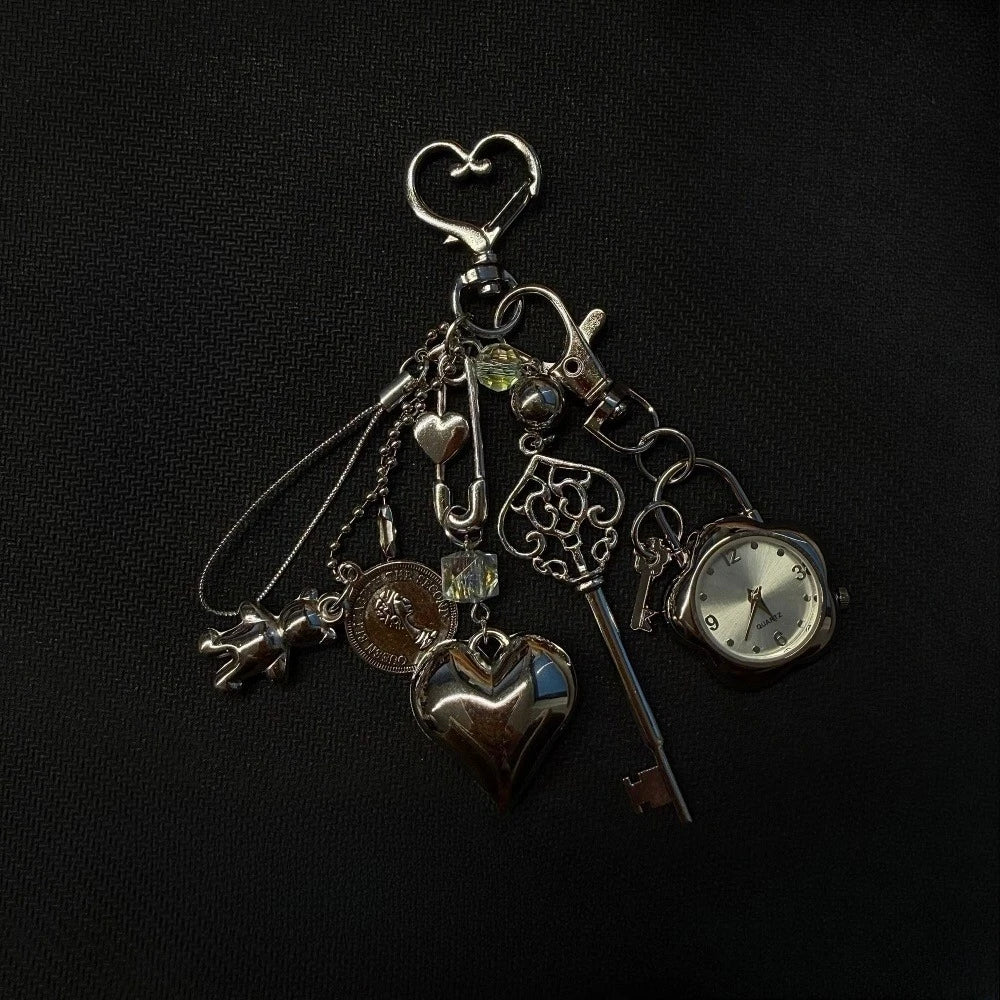 Original Hollow Heart Pocket Watch Chain keychain Design Steampunk Clock Vintage Necklace Pendant Jewelry Watch Men Women Gift