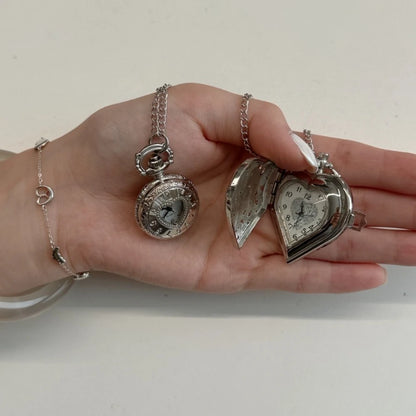 Original Hollow Heart Pocket Watch Chain keychain Design Steampunk Clock Vintage Necklace Pendant Jewelry Watch Men Women Gift