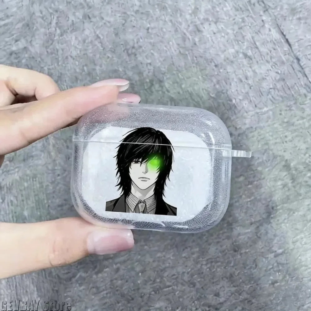 Japan Anime Mikami Teru Yagami Light‌ for Death Note Case TPU Case for AirPods 4 Pro 3 Clear Transparent Bluetooth Earphone Case