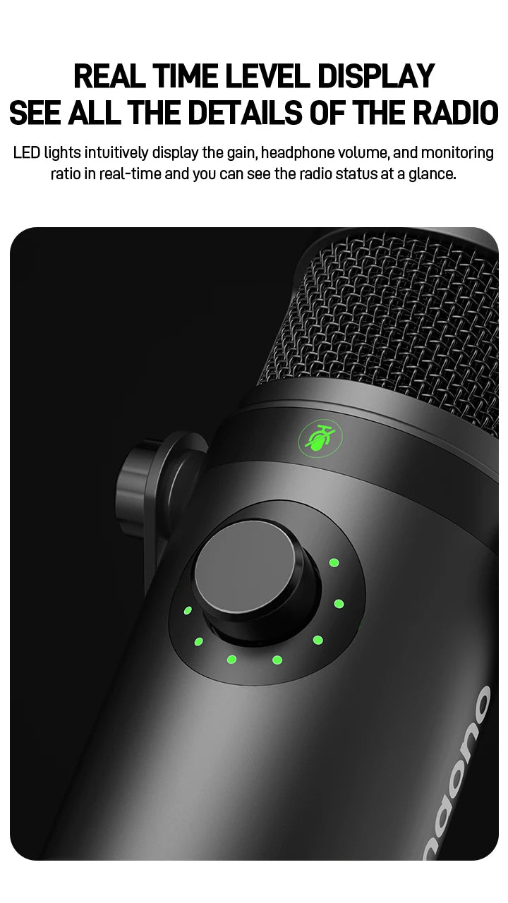 maono PD400X USB/XLR Dynamic Microphone All Metal With One-Touch Mute Headphone Jack And Volume Control For Podcasting Streaming