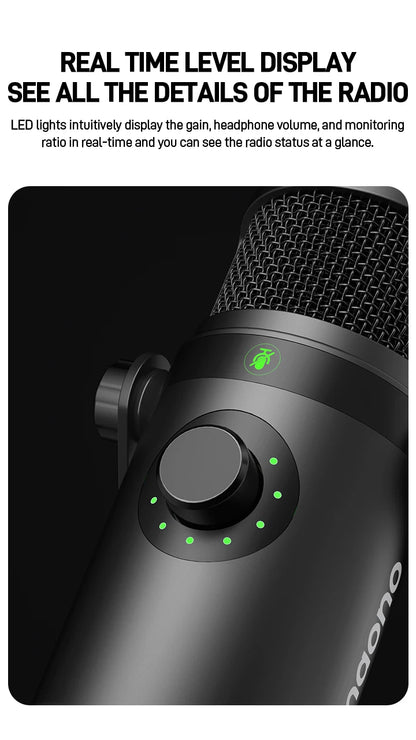 maono PD400X USB/XLR Dynamic Microphone All Metal With One-Touch Mute Headphone Jack And Volume Control For Podcasting Streaming