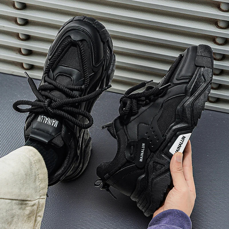 Breathable men's sports shoes, road running shoes, suitable for all seasons, outdoor hiking men's shoes. Thick-soled shoes, dail