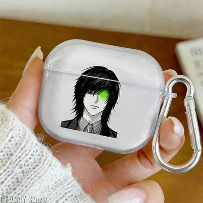 Japan Anime Mikami Teru Yagami Light‌ for Death Note Case TPU Case for AirPods 4 Pro 3 Clear Transparent Bluetooth Earphone Case