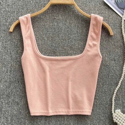 Tank Top Women Sexy Backless Y2k Top Slim Fit Bottoming Blouse Solid Crop Top Sleeveless Camis Mujer
