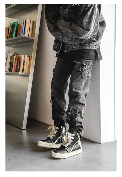 High-top Sports Shoes Lace-up Leather Ankle Boots Male Skateboard Shoes Basketball Sneakers 39-44 Men Casual Luxury Sneakers