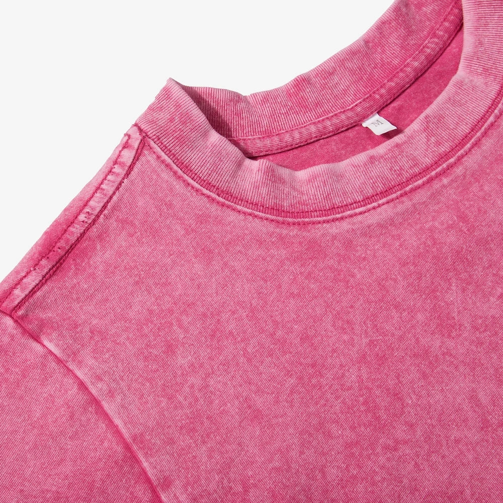 Solid Slim Washed T-Shirt Female Fashion Soft Cotton Streetwear Casual Sport Short Sleeve Cool Retro Crop Clothing For Women