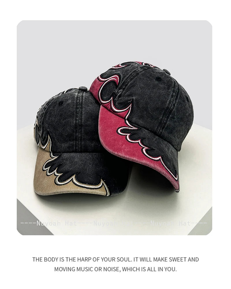 New Men Women American Street Embroidered Flame Baseball Hats Sunshade Hip Hop Versatile Personal Peaked Caps Street Fashion ins