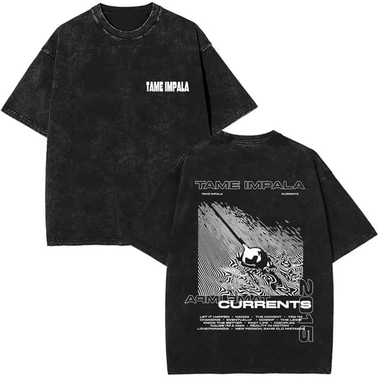 2025 Washed Vintage Tame Impala Graphic Print T-shirts Men's Clothing Pop Rock Band T-shirt Men Women Fashion Retro T Shirt
