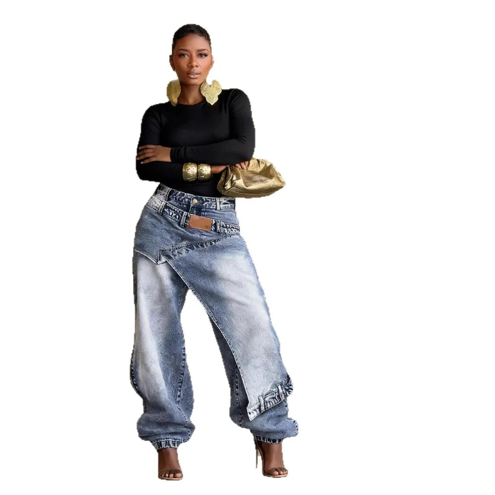 Women Straight Pants Jeans Long Length Tassels Trousers Stretch Mid Waist Washed 2025 Streetwear Denims Vintage Distressed 2026