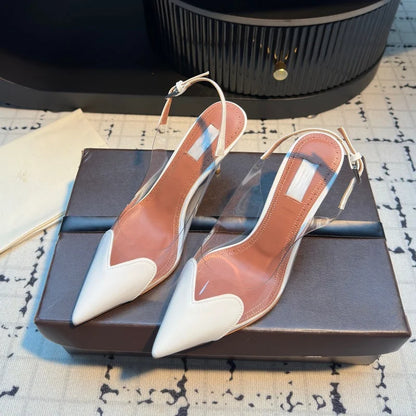 2026 New Design Heart-shaped Pointed Toe Backless Cool Shoes for Women Fashionable Transparent High-Heeled Bao Head Shoe