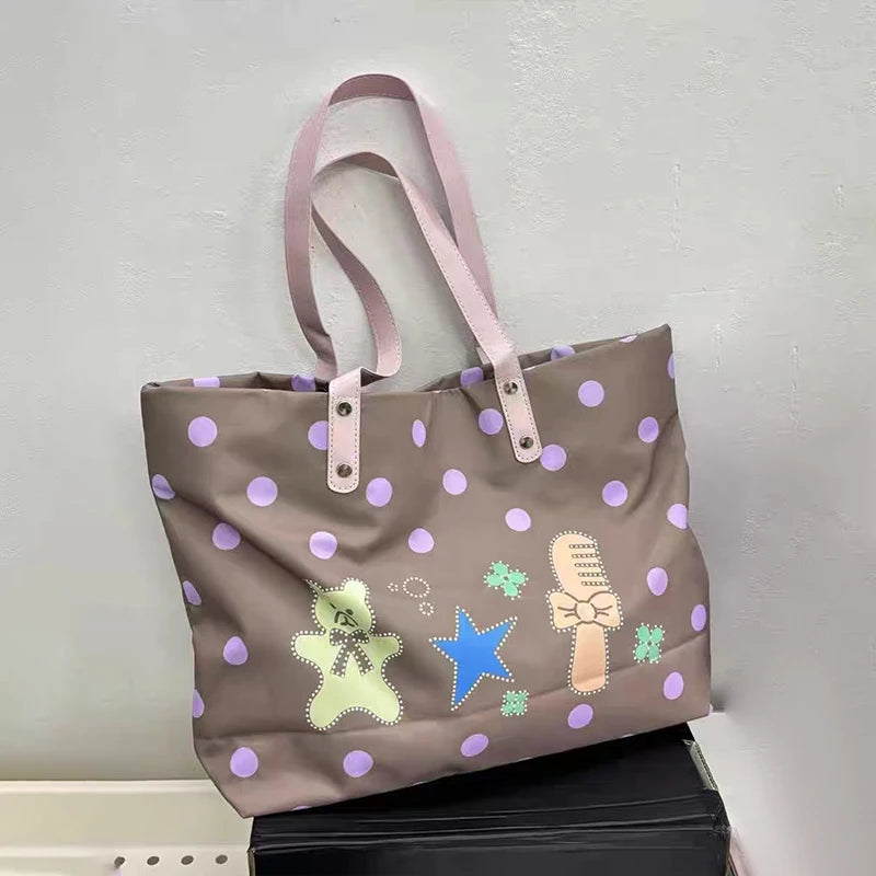 Brand Portrait Print Tote Bag Large Capacity Top-handle Shopper Bag Fashion Pvc Kraft Paper Shoulderbag Waterproof Pouch Storage