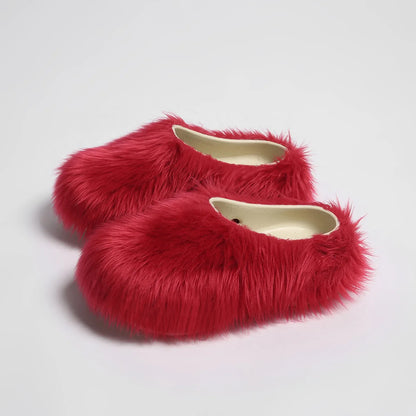 New Fur Slippers Imitation Fur Mueller Shoes Famous Height thick Soled Slippers