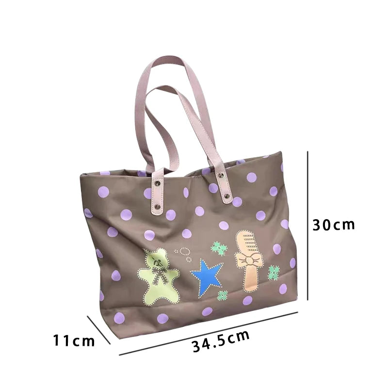 Brand Portrait Print Tote Bag Large Capacity Top-handle Shopper Bag Fashion Pvc Kraft Paper Shoulderbag Waterproof Pouch Storage
