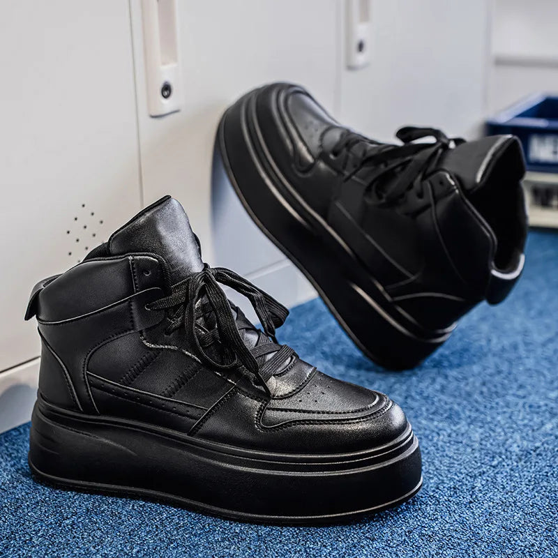 New 2025 Men's Thick Bottom Sneakers Spring Autumn Style Breathable Anti-Slip Heightening Casual Sports Platform Shoes