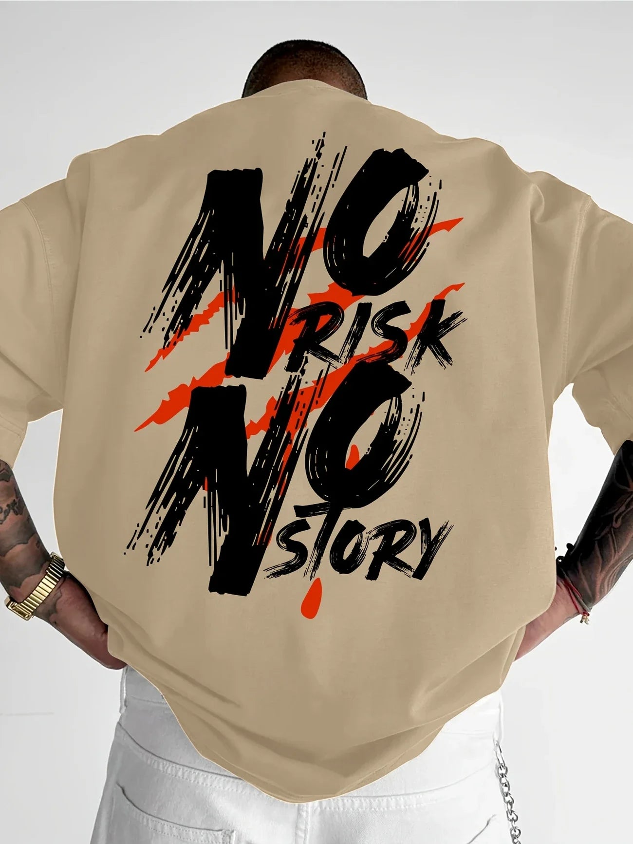 Men's Streetwear Pattern T-shirt - Bold Letter Printed Loose Casual T-shirt, Vibrant Summer Short sleeved Pure Cotton T-shirt St