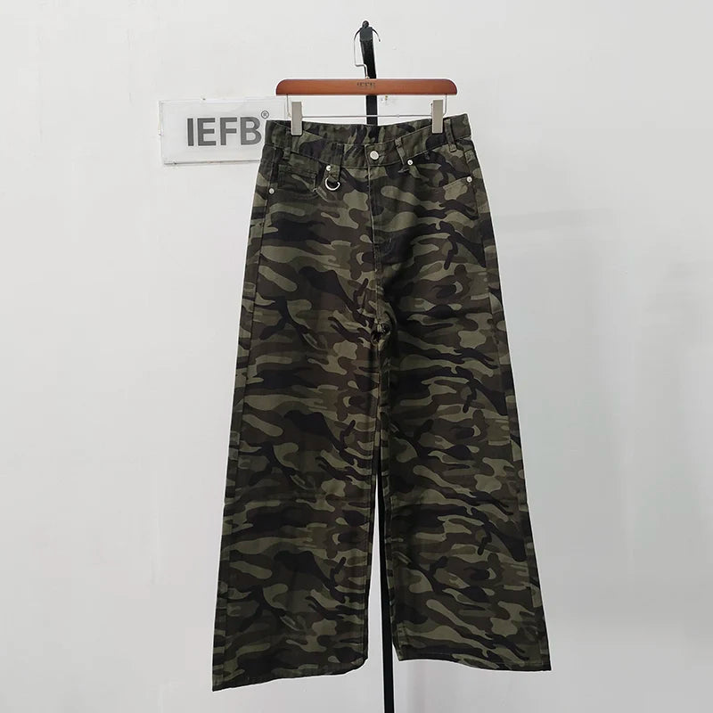 IEFB Summer Men's Denim Pants Old Blue Washed Male Jeans Straight Casual Menwear Loose Wide Leg Trousers New Fashion 9C354