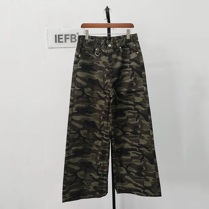 IEFB Summer Men's Denim Pants Old Blue Washed Male Jeans Straight Casual Menwear Loose Wide Leg Trousers New Fashion 9C354