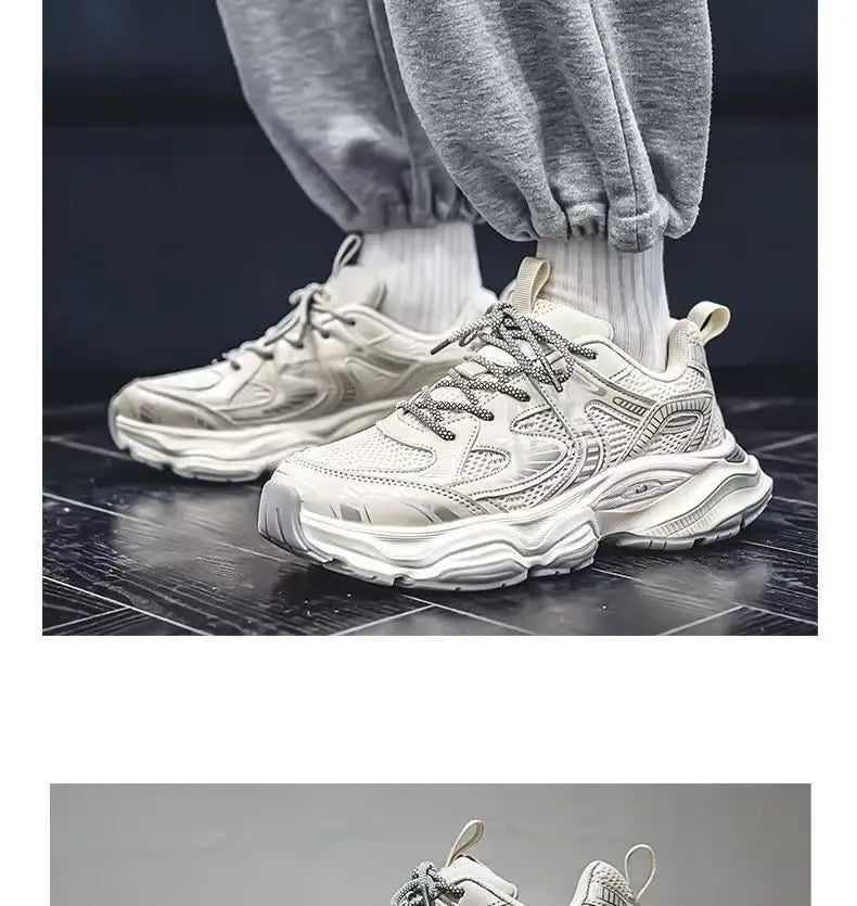 Men's 2026 Spring New Breathable Mesh Sneakers Korean Y2K Trendy Versatile Thick Sole Sports Casual Dad Shoes