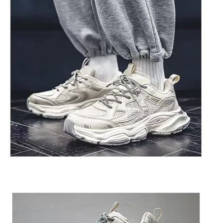 Men's 2026 Spring New Breathable Mesh Sneakers Korean Y2K Trendy Versatile Thick Sole Sports Casual Dad Shoes