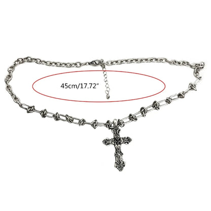 Vintage Cross Pendants Necklace for Women Kpop Punk Chain Necklaces Long Korean Fashion Retro Jewelry on The Neck Gift