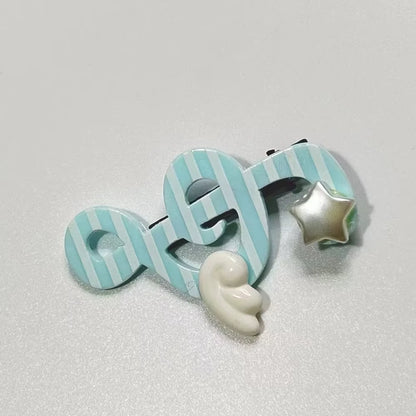 Kawaii trendy hair clips Musical Symbol Resin wings hair jewelry accessories y2k Unique Striped Star girls headband