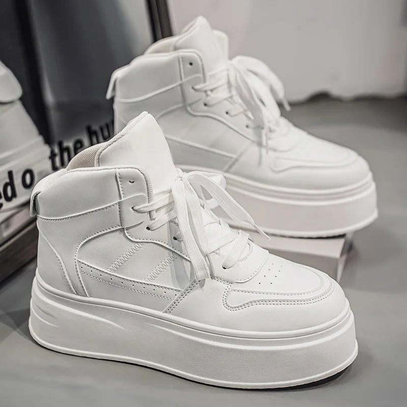 New 2025 Men's Thick Bottom Sneakers Spring Autumn Style Breathable Anti-Slip Heightening Casual Sports Platform Shoes