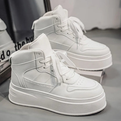 New 2025 Men's Thick Bottom Sneakers Spring Autumn Style Breathable Anti-Slip Heightening Casual Sports Platform Shoes