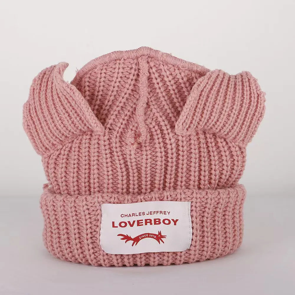 Winter Skullies Hat Unisex Cat Ear Hat Warm Crochet Knitted Hat Costume Beanie Hat Women Christmas Gift Hip-hop Cap Cold Hat