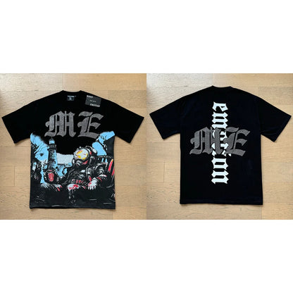 Fashion Brand MIXED EMOTION T-shirts Men Women Couple Streetwear Angel Print Summer Top Tee Round Neck Short Sleeve