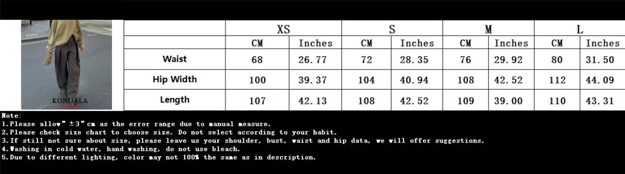 KONDALA Casual Chic Wide Leg Pants Women Office Lady Pockets Pleated Long Trousers Fashion 2026 Spring Summer Streetwear Pants