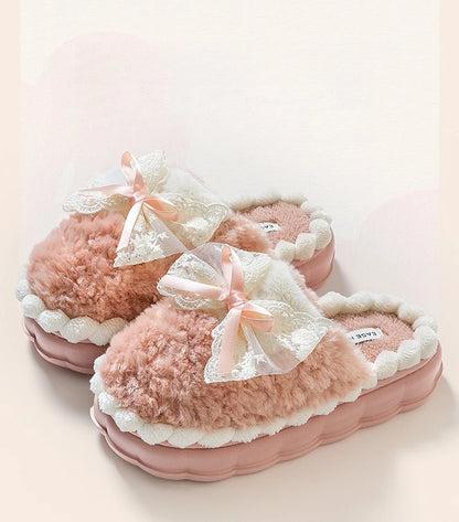 2026 New Women's Plush Slippers - Bow Detail Winter House Shoes, Ultra-Soft Non-Slip Indoor Slippers for Home&Maternity Comfort