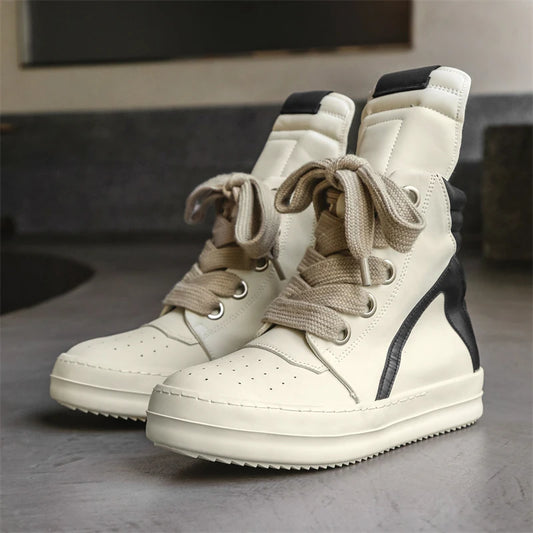 High-top Sports Shoes Lace-up Leather Ankle Boots Male Skateboard Shoes Basketball Sneakers 39-44 Men Casual Luxury Sneakers