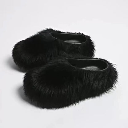 New Fur Slippers Imitation Fur Mueller Shoes Famous Height thick Soled Slippers