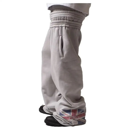 Trendy National Flag Printed Double-Headed Sweatpants For Men And Women Wasteland Style High Waist Wide-Leg Casual Trousers
