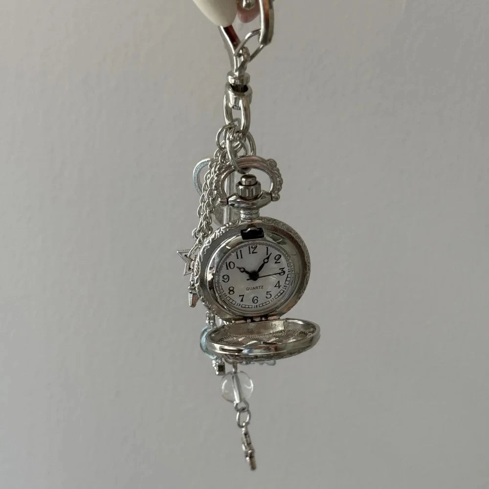 Original Hollow Heart Pocket Watch Chain keychain Design Steampunk Clock Vintage Necklace Pendant Jewelry Watch Men Women Gift
