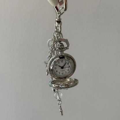 Original Hollow Heart Pocket Watch Chain keychain Design Steampunk Clock Vintage Necklace Pendant Jewelry Watch Men Women Gift