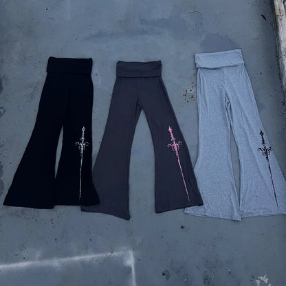 Fashion Aesthetics Printed Y2K Pants Hip Hop Punk Style Comfortable Pants Gothic Retro Casual Women's Wide Leg Pants emo girl