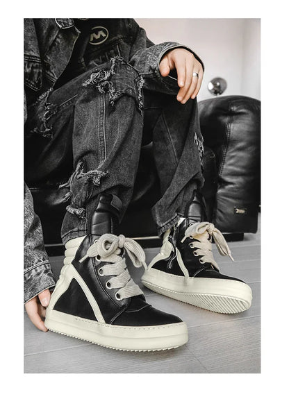 High-top Sports Shoes Lace-up Leather Ankle Boots Male Skateboard Shoes Basketball Sneakers 39-44 Men Casual Luxury Sneakers
