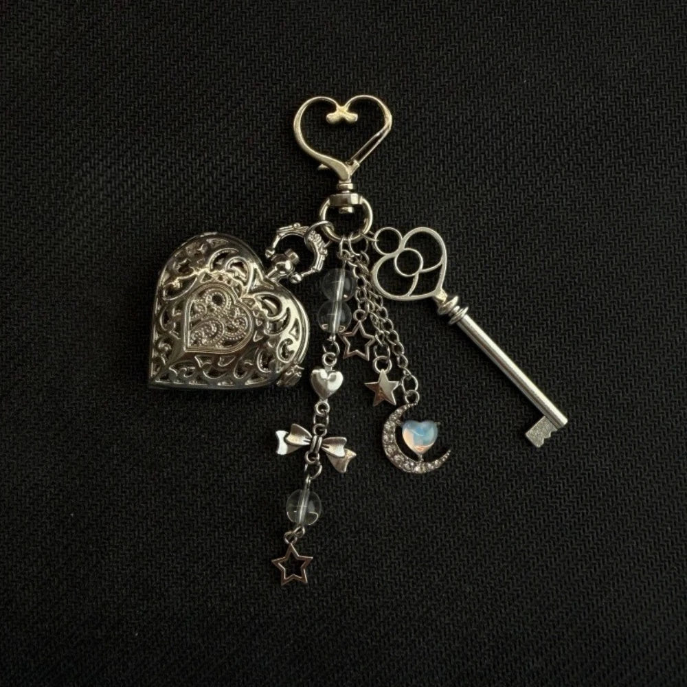 Original Hollow Heart Pocket Watch Chain keychain Design Steampunk Clock Vintage Necklace Pendant Jewelry Watch Men Women Gift