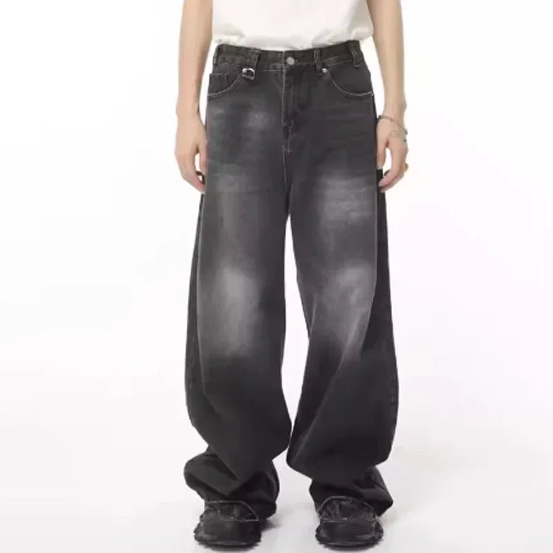 Summer Men Baggy Jeans Unisex Vintage American Style Straight Wide Leg Denim Pants Fashion Brand Hot Sale Casual Trousers