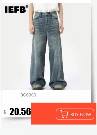 IEFB Summer Men's Denim Pants Old Blue Washed Male Jeans Straight Casual Menwear Loose Wide Leg Trousers New Fashion 9C354