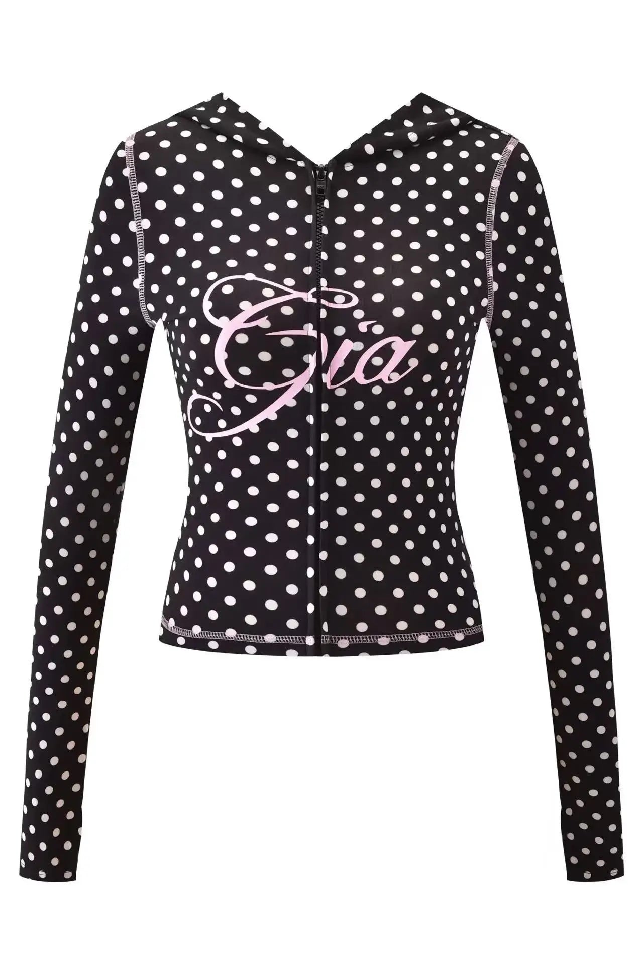 Gia zip-up cap long sleeve high spring top & low waist micro flared pants