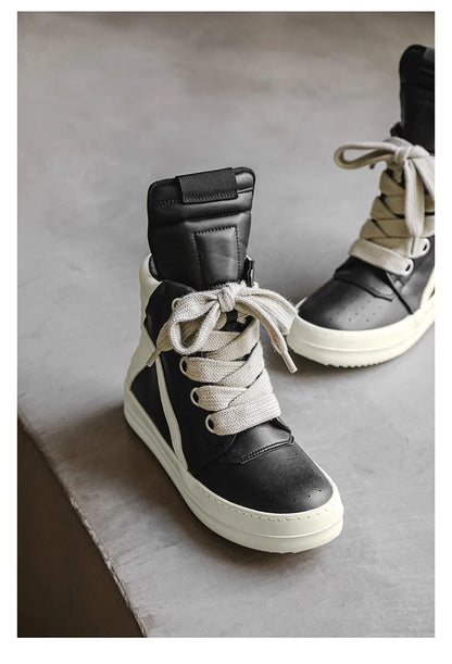 High-top Sports Shoes Lace-up Leather Ankle Boots Male Skateboard Shoes Basketball Sneakers 39-44 Men Casual Luxury Sneakers